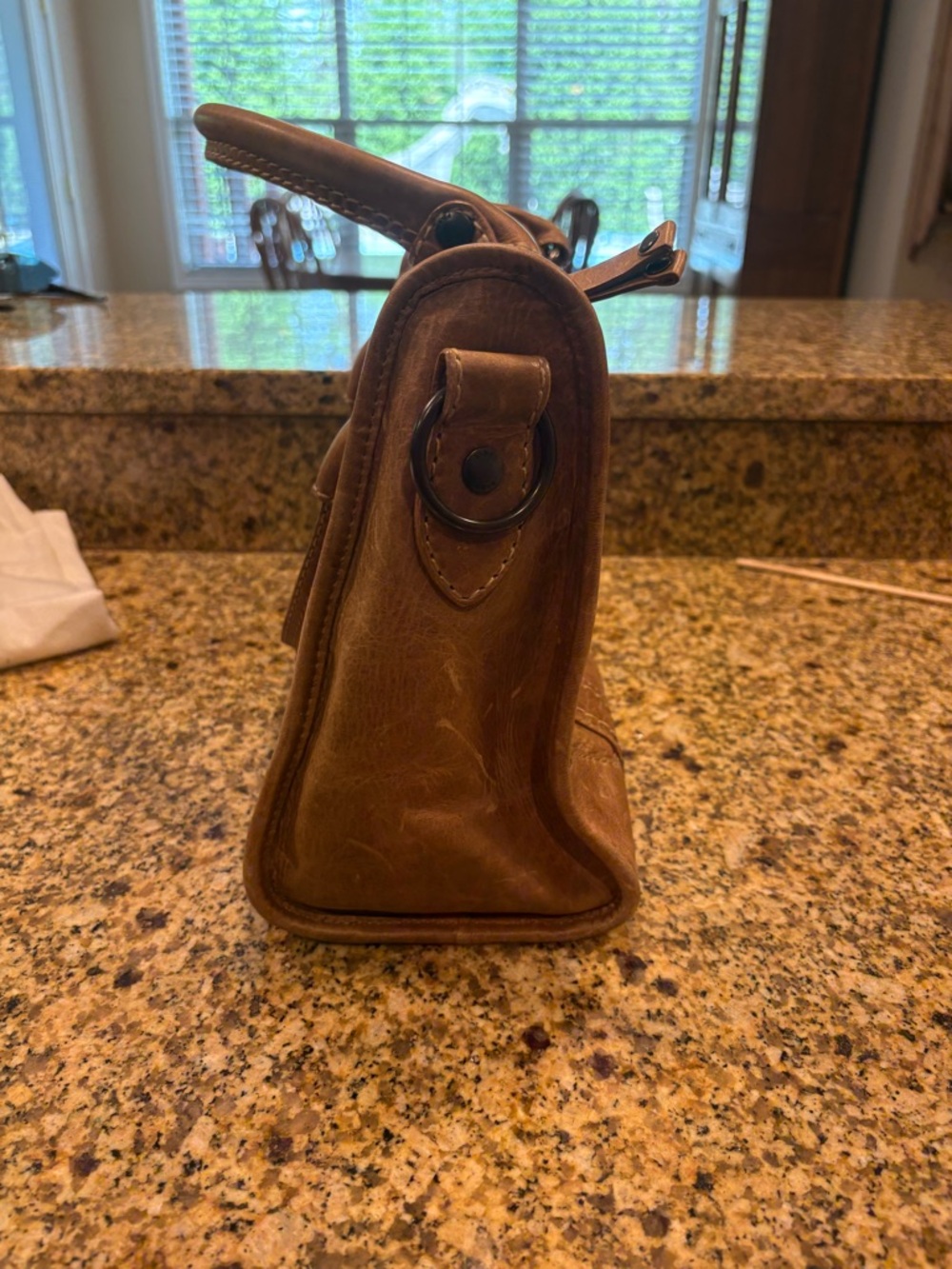 Frye Melissa Satchel in Beige Leather Classic Style W Dust Bag - Picture 6 of 15